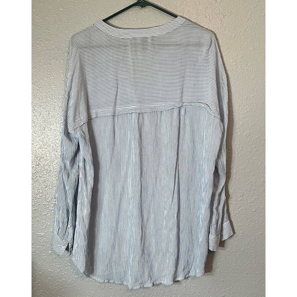 Nine West Large Beachy Shirt Long sleeve Striped Blue Lightweight Swim Cover up - Picture 2 of 6